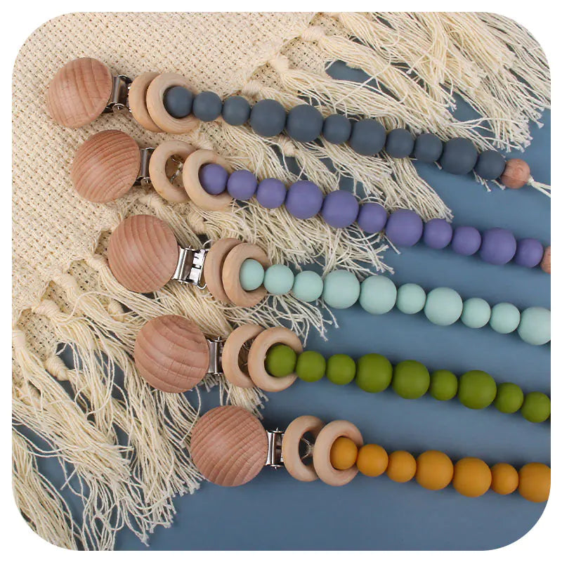 Soothing Beech Wood Pacifier Clip for Babies