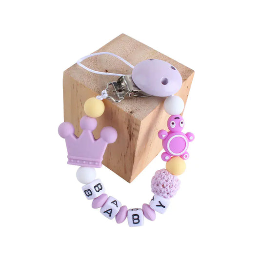 Baby Turtle Teether and Pacifier Clip with Letters