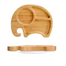 No–Spill Suction Cup Bamboo Snack Bowl