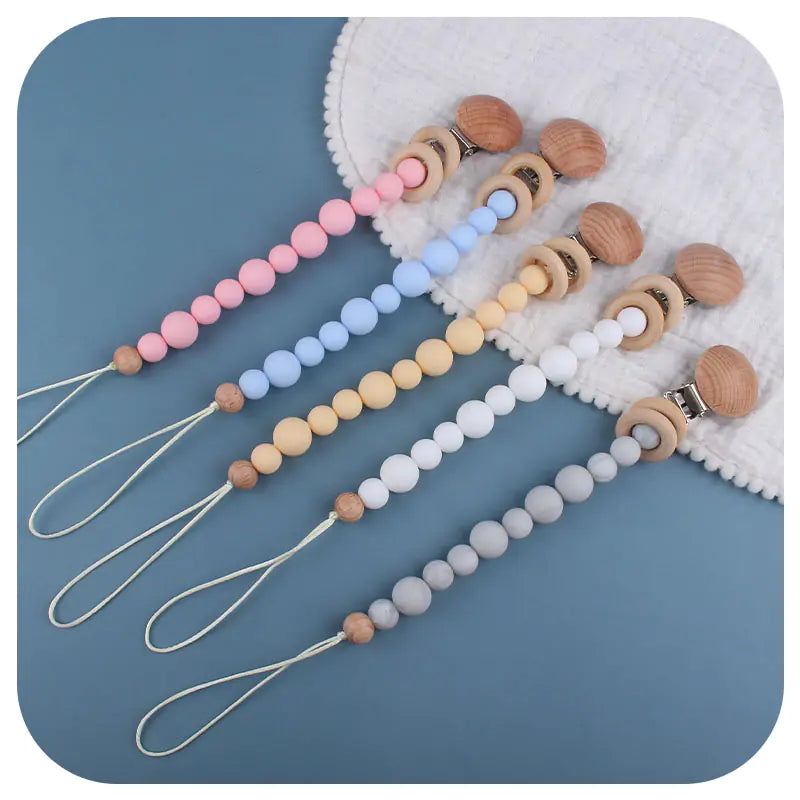 Soothing Beech Wood Pacifier Clip for Babies