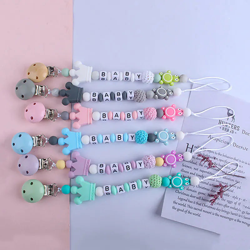 Baby Turtle Teether and Pacifier Clip with Letters