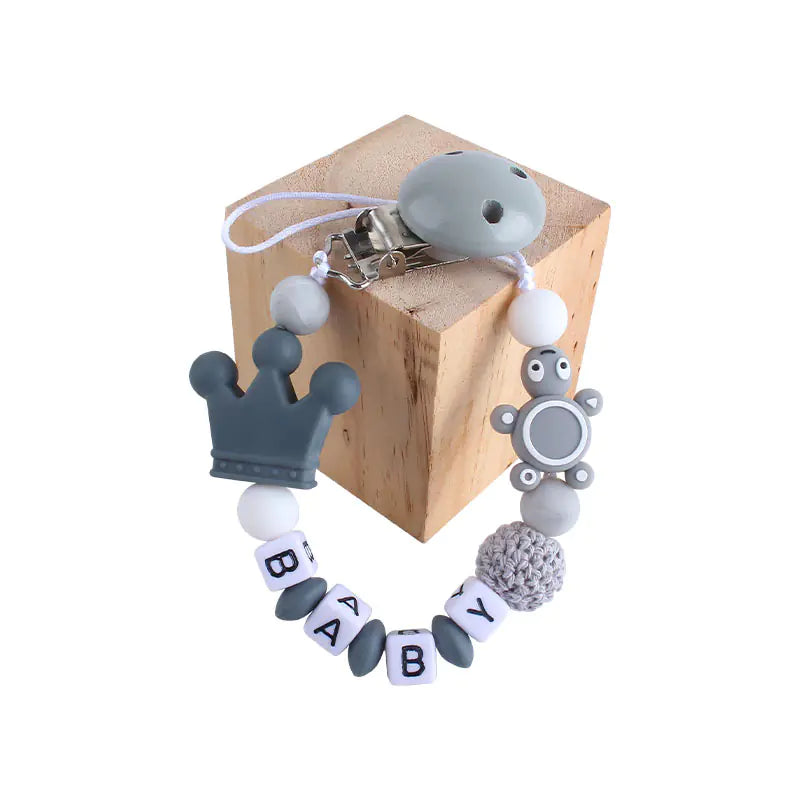 Baby Turtle Teether and Pacifier Clip with Letters