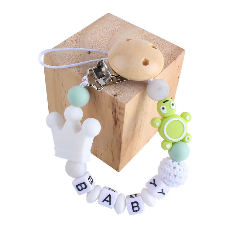Baby Turtle Teether and Pacifier Clip with Letters