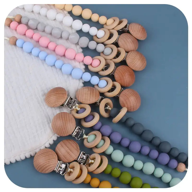 Soothing Beech Wood Pacifier Clip for Babies